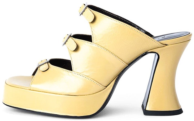 (Women) By Far Chaka 'Elegant Buckle Mule High Heels - Yellow' 21PFCHKWYWCRE Buy (Women) By Far Chaka 'Elegant Buckle Mule High Heels - Yellow' 21PFCHKWYWCRE
