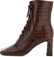 (Women) By Far Claude 'Breathable Comfort Chunky Heel Lace-Up Ankle Boot Brown' 202766NSV000001 (Women) By Far Claude 'Breathable Comfort Chunky Heel Lace-Up Ankle Boot Brown' 202766NSV000001