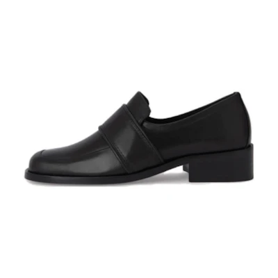 (W) By Far Cyril 'Black Square Toe CMFT High Heel Loafer'