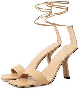 By Far Devon 皮革 方頭搭扣 一字帶涼鞋 10cm 女款 棕色 Shop By Far Devon 皮革 方頭搭扣 一字帶涼鞋 10cm 女款 棕色