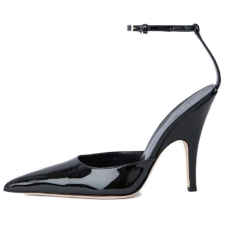 (Women) By Far Eliza 'Black Leather Pointed Buckle Stiletto' 22CRJNBLGRL-152738