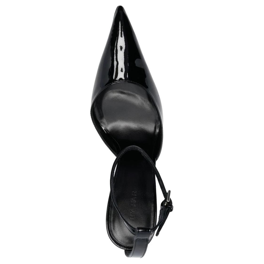 Purchase (Women) By Far Eliza 'Black Leather Pointed Buckle Stiletto' 22CRJNBLGRL-152738