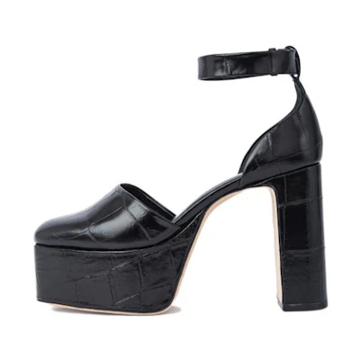 (W) By Far Embossed Leather 12cm 'Black' 'Elegant Stiletto'