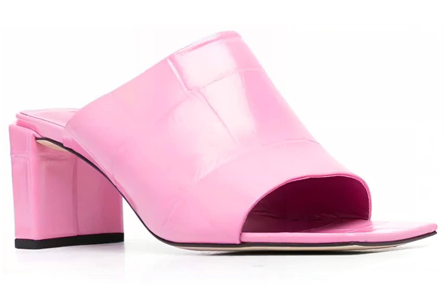 Order (W) バイファー型押しレザー厚底スライド（ピンク） 23SSKATYMLPPMCELL