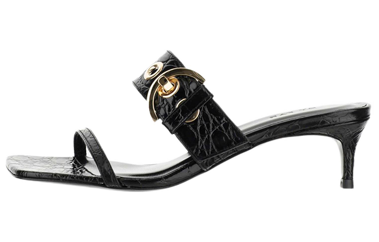 (Women) By Far Embossed Leather Sandals 'Black' 22SSBTNBLCCEBL