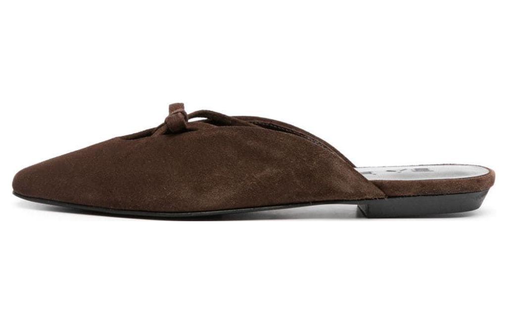 (Women) By Far Finn 'Brown Suede Open-Heel Flats' 23PFFNNFBERU