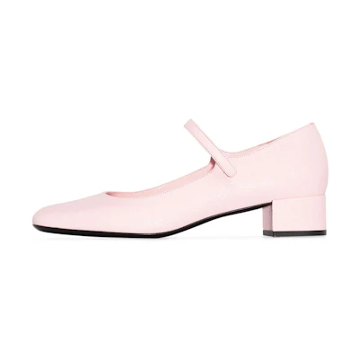 (W) By Far Ginny 'Elegant Pink Leather Mary Jane Heels'
