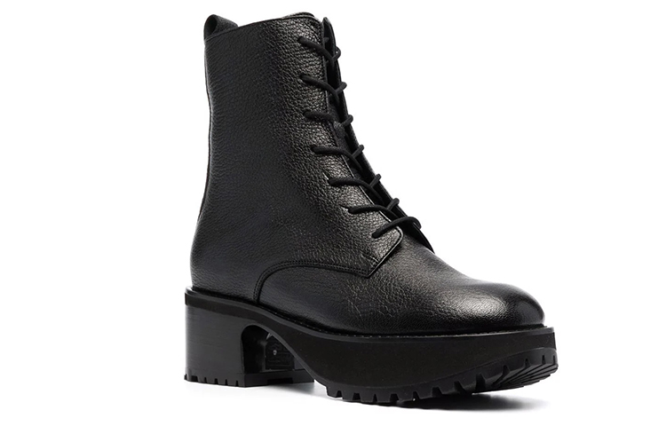 (W) By Far High-Top Chunky Heel Ankle Boots 'Black Fashion Leather' 圖 2