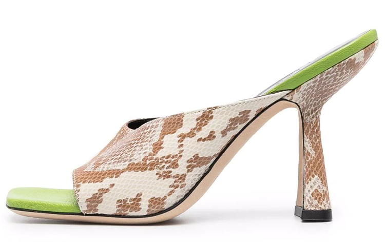 (W) By Far High Heel Sandals 'Green Snake Effect'