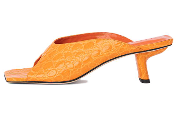 Buy (Women) By Far Huston 'Orange Leather Open-Toe Slide' 22FWCAAMBLU-152737