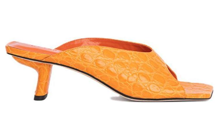 (W) By Far Huston 'Orange Leather Open-Toe Slide' 圖 2