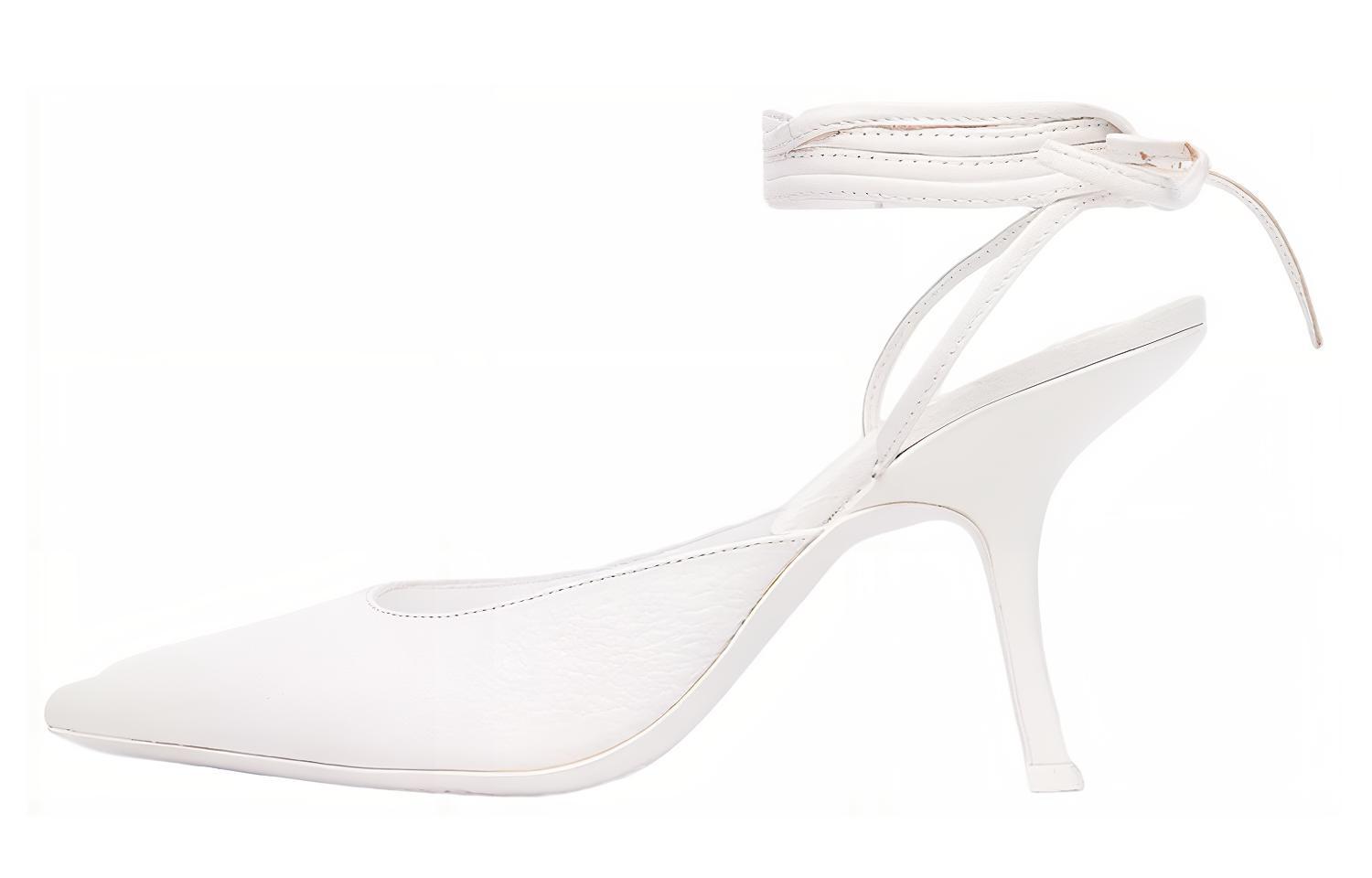 (W) By Far Jen 'White Leather High Heels'
