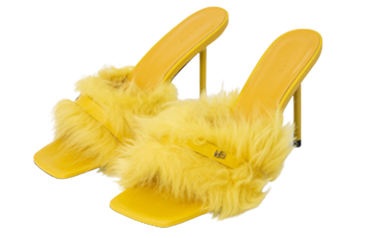 Lookbook (Women) By Far Kenny Leather Square-Toe Slip-On 'Yellow' 23CRKENMDUKTOS