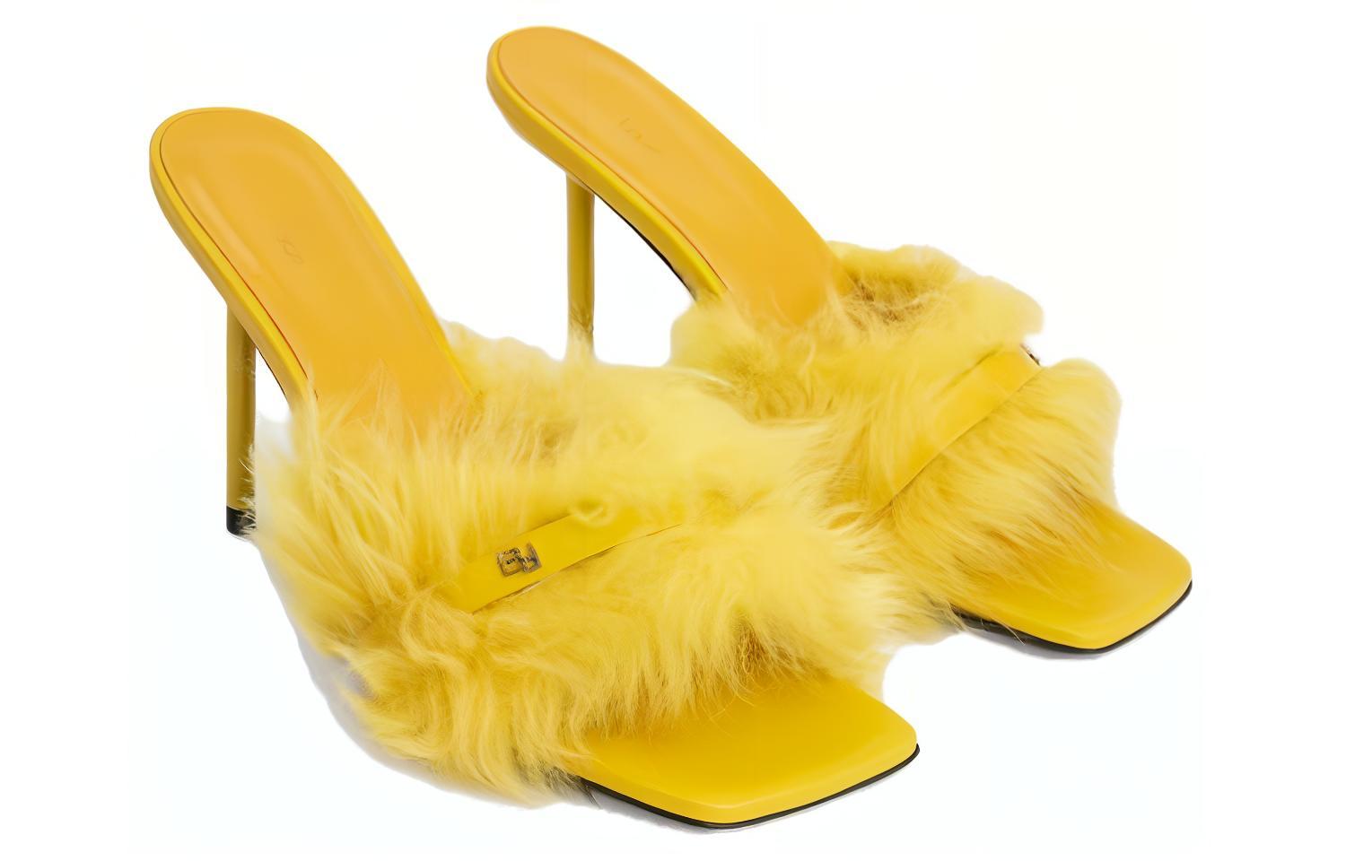 Shop (Women) By Far Kenny Leather Square-Toe Slip-On 'Yellow' 23CRKENMDUKTOS