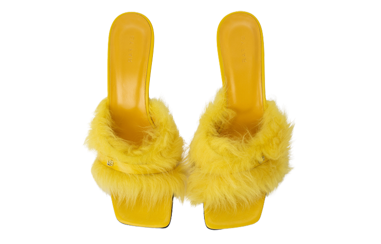 Purchase (Women) By Far Kenny Leather Square-Toe Slip-On 'Yellow' 23CRKENMDUKTOS