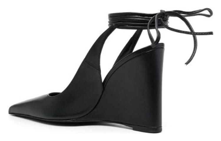 (W) By Far Lace-Up Pointed Toe Wedge 'Black Leather' 圖 3