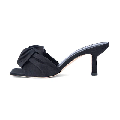 (W) By Far Lana Black 'Satin Pointed-Toe Stiletto'
