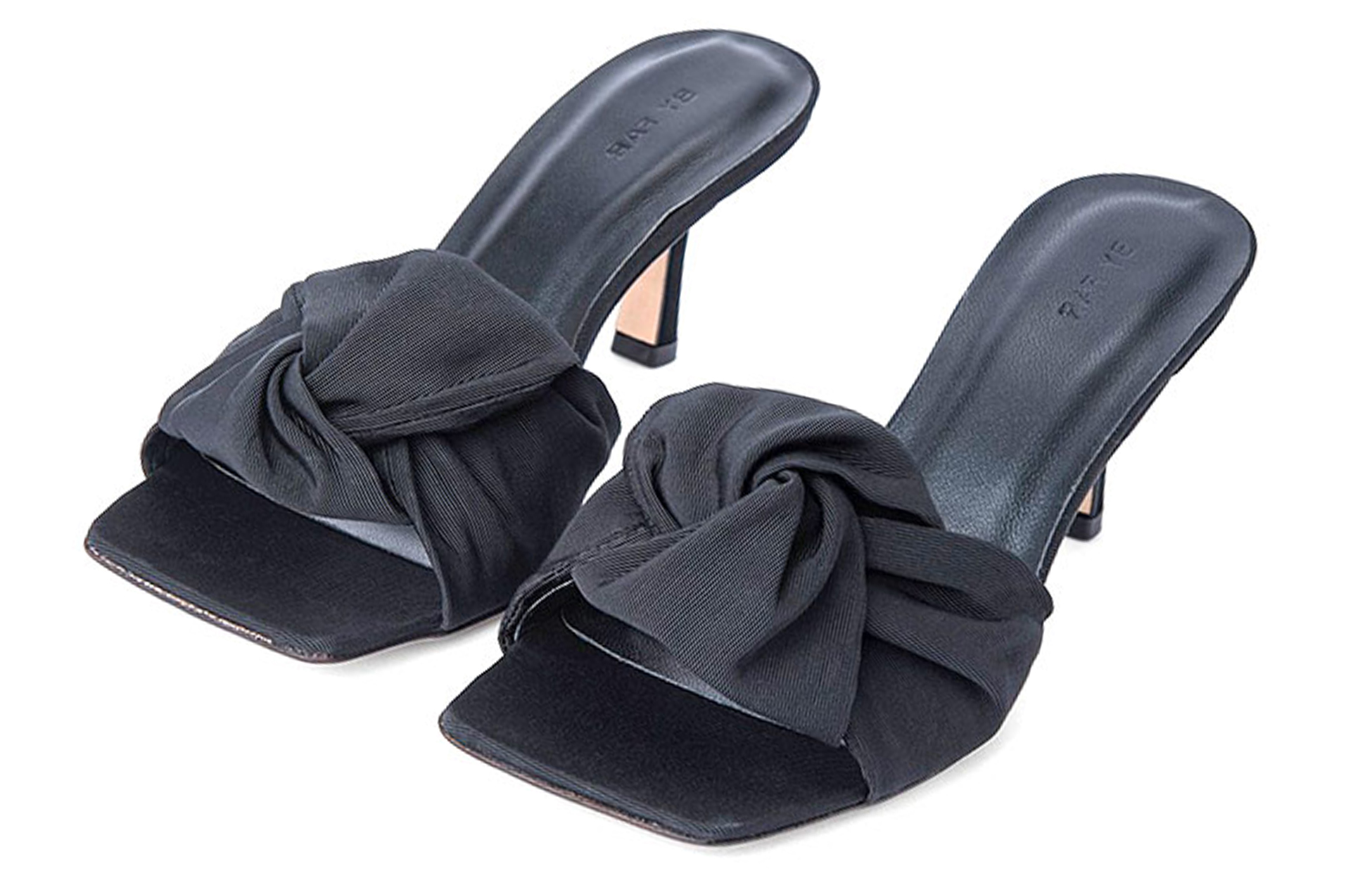 Shop (Women) By Far Lana Black 'Satin Pointed-Toe Stiletto' 32221378871342