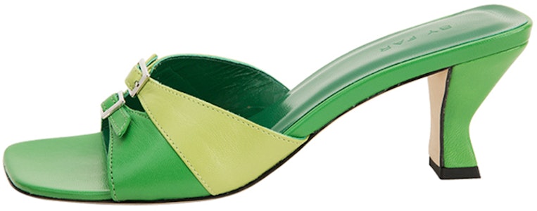 (W) By Far Sandalia de Tacón Grueso con Punta Abierta en Cuero - Verde 21SSNOMEMGLS Buy (W) By Far Sandalia de Tacón Grueso con Punta Abierta en Cuero - Verde 21SSNOMEMGLS