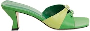 Order (W) By Far Sandal Tumit Blok Kulit Hijau dengan Rekaan Terbuka Stylish 21SSNOMEMGLS
