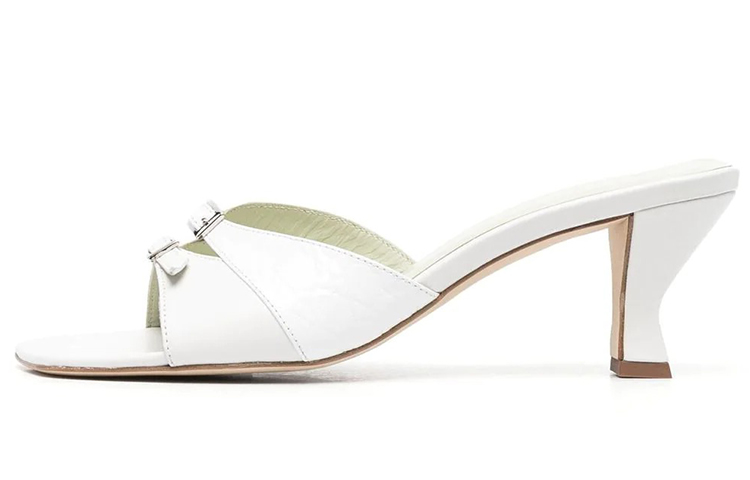 (Women) By Far Leather Block-Heel Open-Toe Sandal 'White' 21SSNOMWHCRE