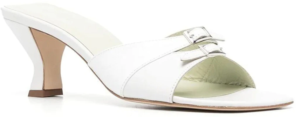 (W) Sandal Tumit Blok Kulit Terbuka 'Putih' Oleh By Far 21SSNOMWHCRE Order (W) Sandal Tumit Blok Kulit Terbuka 'Putih' Oleh By Far 21SSNOMWHCRE