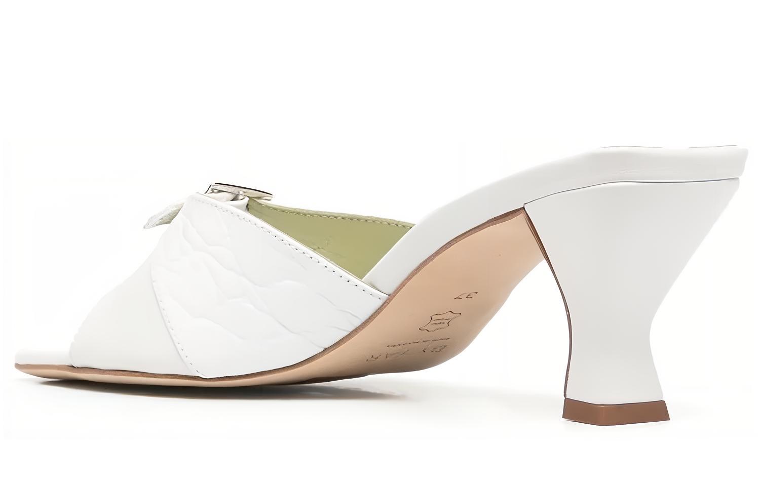 Shop (W) Sandalia de Cuero Tacón Ancho Punta Abierta By Far 'Blanco' 21SSNOMWHCRE