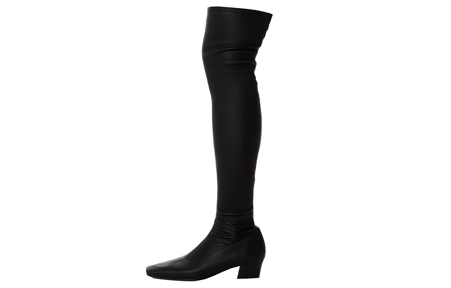 (W) By Far Leather Boots 'Black Over-the-Knee Fashion Casual'