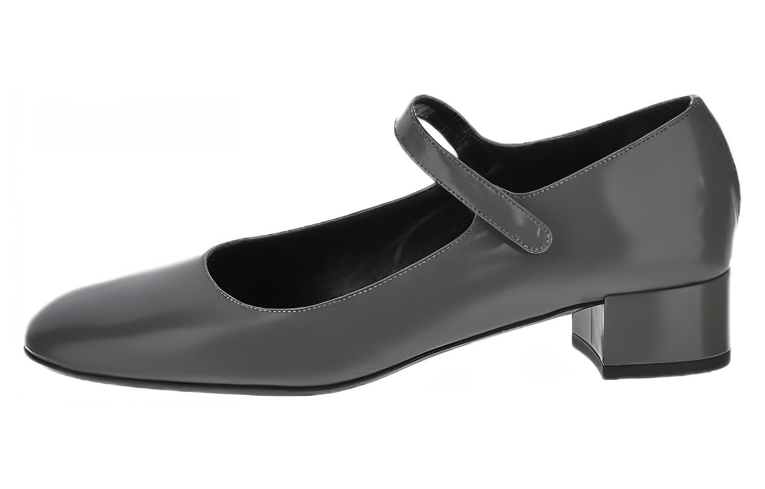 (Women) By Far Leather Buckle 'Grey Chunky Mid-Heel' 22PFGINCEMW