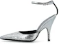 Buy (W) By Far Tumit Tinggi Kulit Buckle Hujung-Penakah 'Silver' 23CRELZHSVFLGCLSV