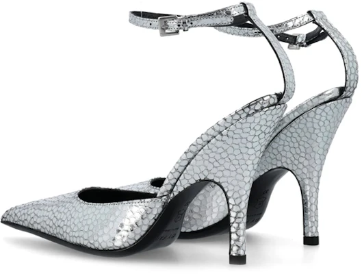 (W) By Far Tumit Tinggi Kulit Buckle Hujung-Penakah 'Silver' 23CRELZHSVFLGCLSV Shop (W) By Far Tumit Tinggi Kulit Buckle Hujung-Penakah 'Silver' 23CRELZHSVFLGCLSV