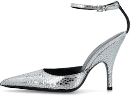 (Women) By Far Leather Buckle Pointed-Toe High Heels 'Silver' 23CRELZHSVFLGCLSV (Women) By Far Leather Buckle Pointed-Toe High Heels 'Silver' 23CRELZHSVFLGCLSV