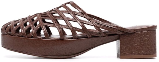 (Women) By Far Leather Cage Peep-Toe Slider 'Brown Fashion' 22CRNRMMTCGRLTC (Women) By Far Leather Cage Peep-Toe Slider 'Brown Fashion' 22CRNRMMTCGRLTC