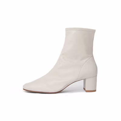 (W) By Far Leather Fashion Slip-On Ankle Boots 'White'