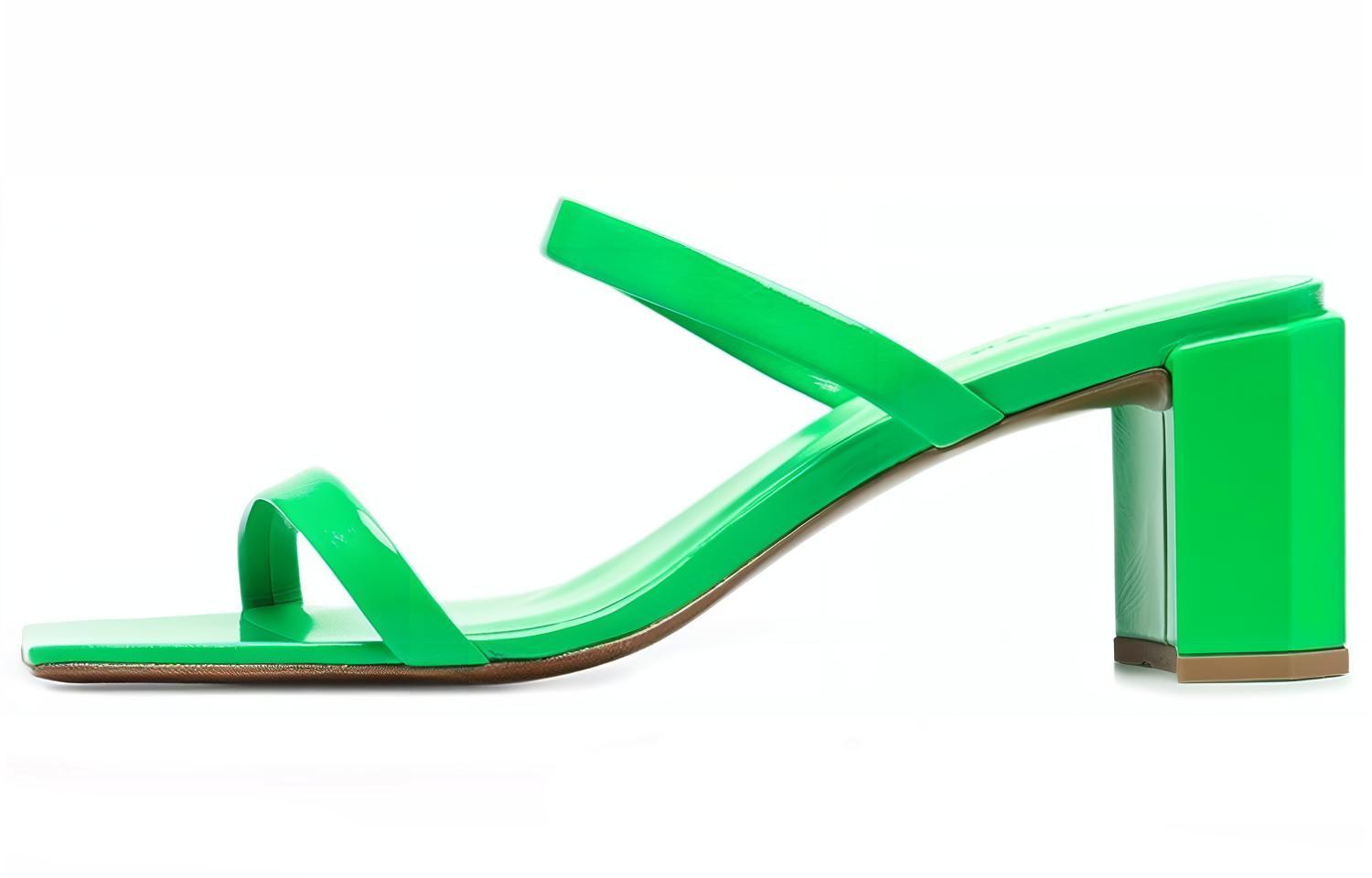 (Women) By Far Leather Flat Fashion Slide 'Green' 22SSTNYSPGGLSSPG
