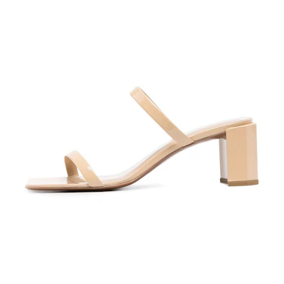(W) By Far Leather Mules 'Light Brown'