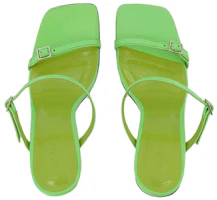 Lookbook (Women) By Far Leather Open-Toe Slide 'Green 9cm Heel' 23CRFLKHFRGNAP