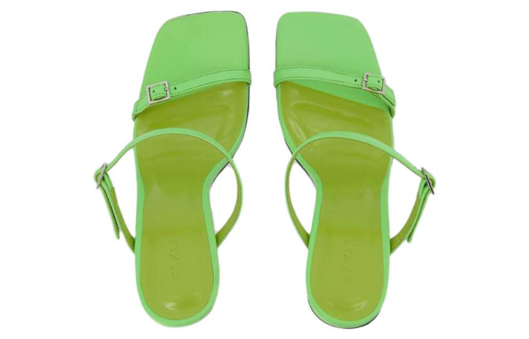(W) By Far Leather Open-Toe Slide 'Green 9cm Heel' 圖 3