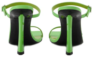 Shop (Women) By Far Leather Open-Toe Slide 'Green 9cm Heel' 23CRFLKHFRGNAP