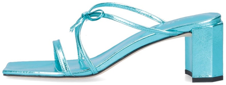 By Far 皮革露趾粗跟時尚涼鞋 6cm 女款 藍色 Buy By Far 皮革露趾粗跟時尚涼鞋 6cm 女款 藍色