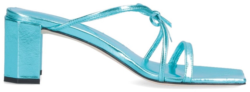 By Far 皮革露趾粗跟時尚涼鞋 6cm 女款 藍色 Order By Far 皮革露趾粗跟時尚涼鞋 6cm 女款 藍色