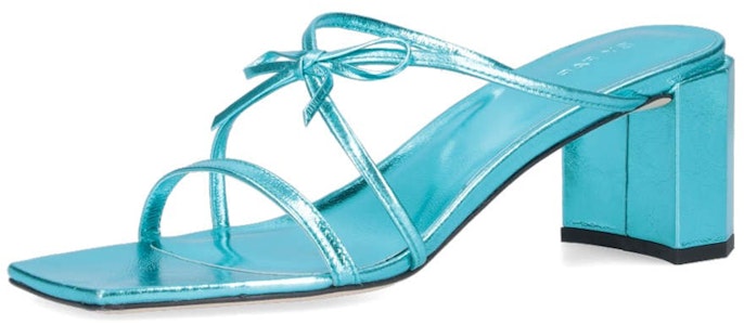 By Far 皮革露趾粗跟時尚涼鞋 6cm 女款 藍色 Shop By Far 皮革露趾粗跟時尚涼鞋 6cm 女款 藍色