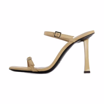 (W) By Far Leather Open Toe Slide 'Beige'