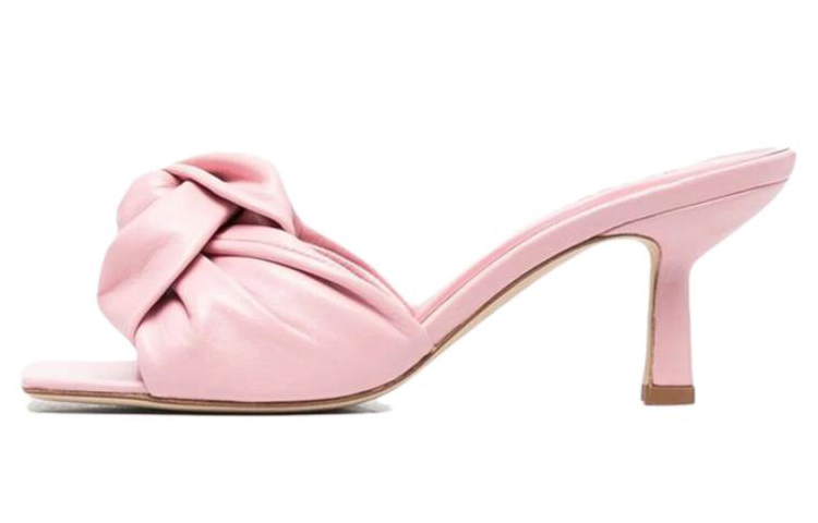 (Women) By Far Leather Open-Toe Square-Toe Slide 'Pink' 21SSLAMPOCRE