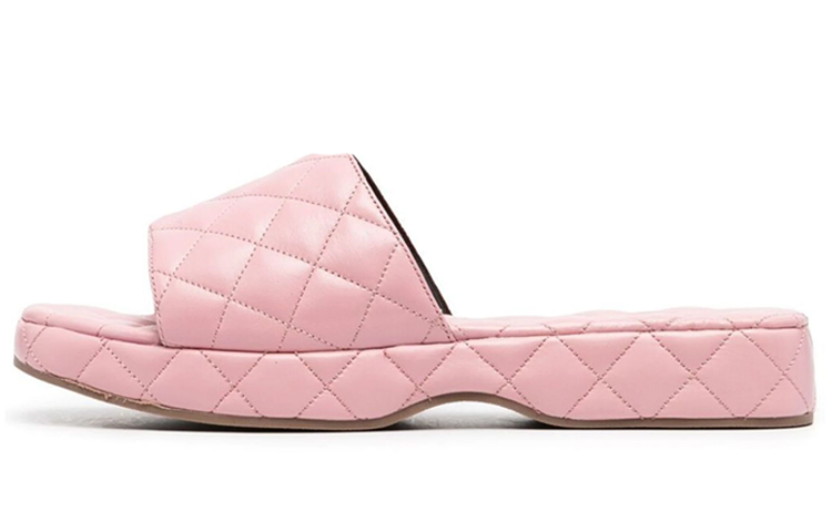 (W) By Far Leather Quilted Slip-On Sandals 'Light Pink'
