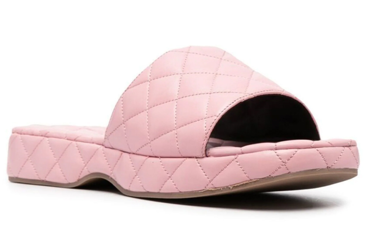 (W) By Far Leather Quilted Slip-On Sandals 'Light Pink' 圖 2