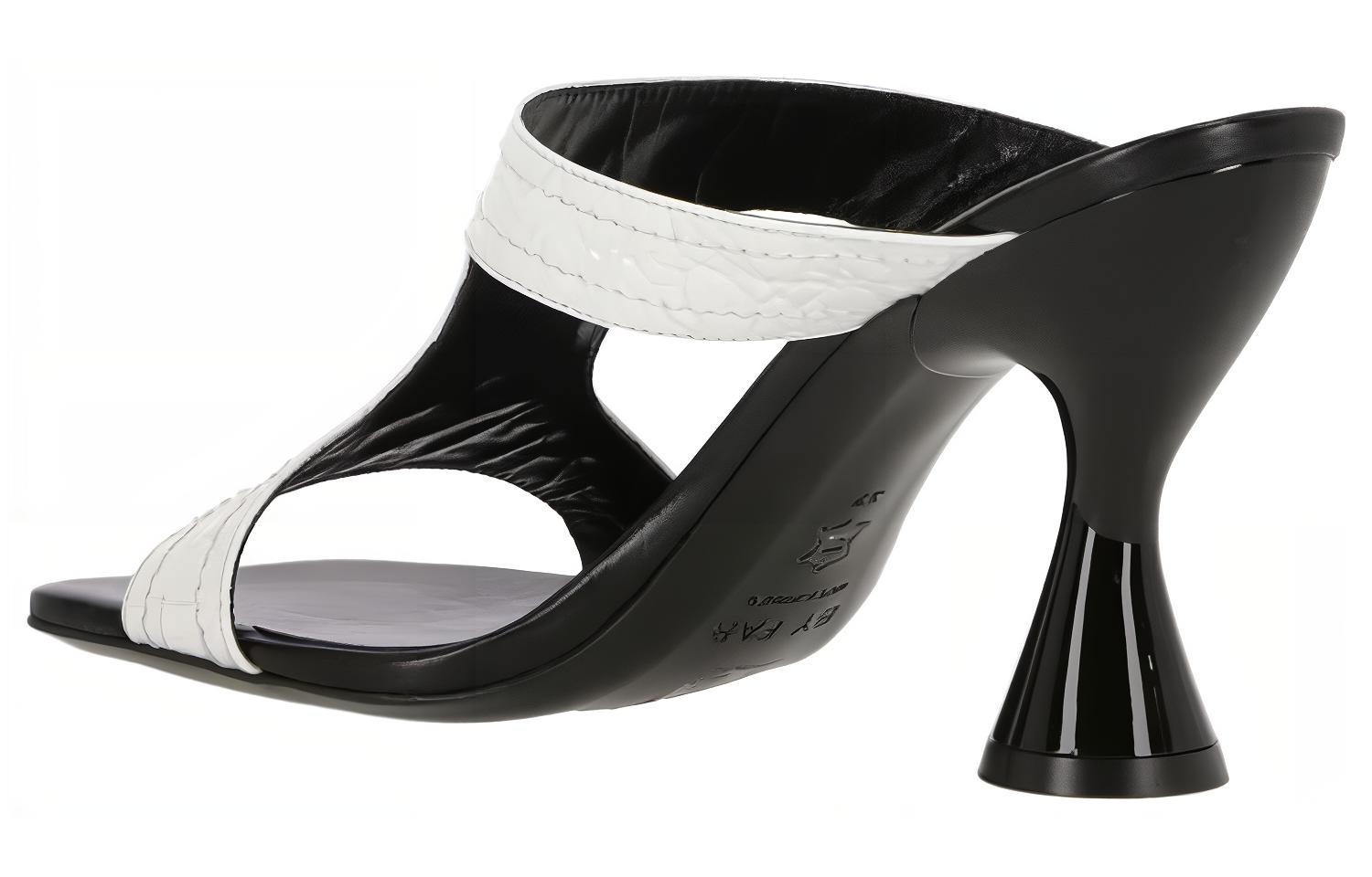 Shop By Far 皮革 方頭高跟粗跟 時尚涼鞋 9cm 女款 白色