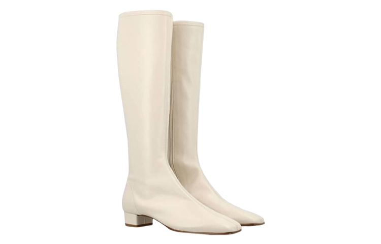 (W) By Far Leather Square Toe High-Top Boots 'White' 圖 3