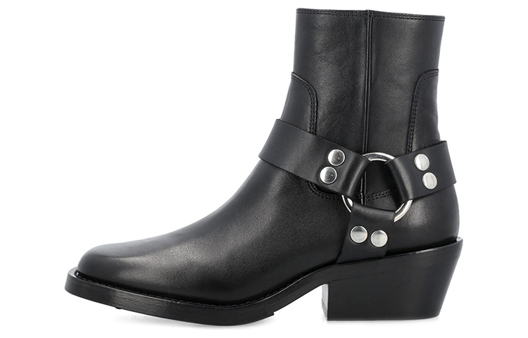 (W) By Far Leather Zip Ankle Boots 'Black'