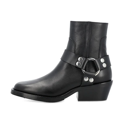 (W) By Far Leather Zip Ankle Boots 'Black'